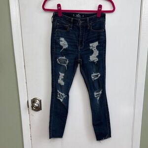 Hollister Ripped Dark Blue Skinny Jeans